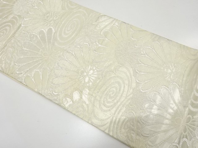 JAPANESE KIMONO / ANTIQUE FUKURO OBI / CHRYSANTHEMUM PATTERN WOVEN A F